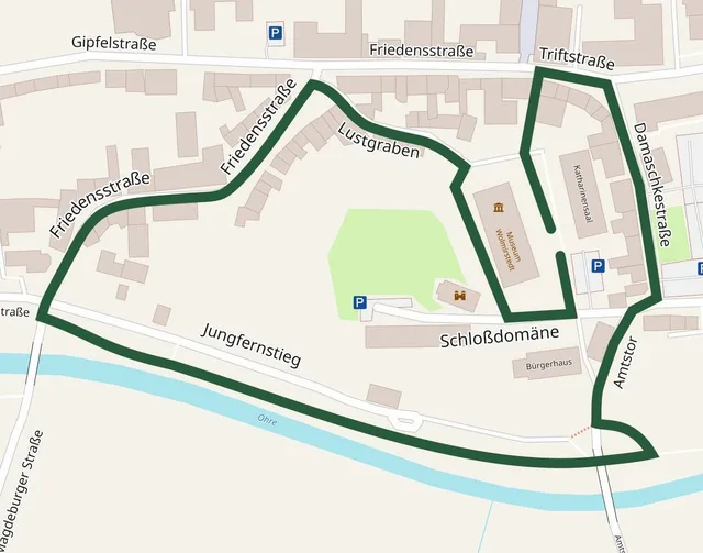 Streckenplan Schüler-Lauf: 1,3 km, Route grün